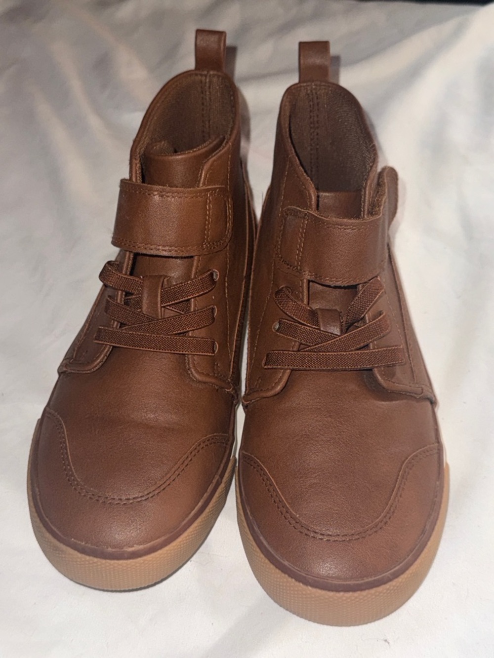 wonder nation Brown High-Top Kids Dress Shoes with Hook-and-Loop Strap 3Y